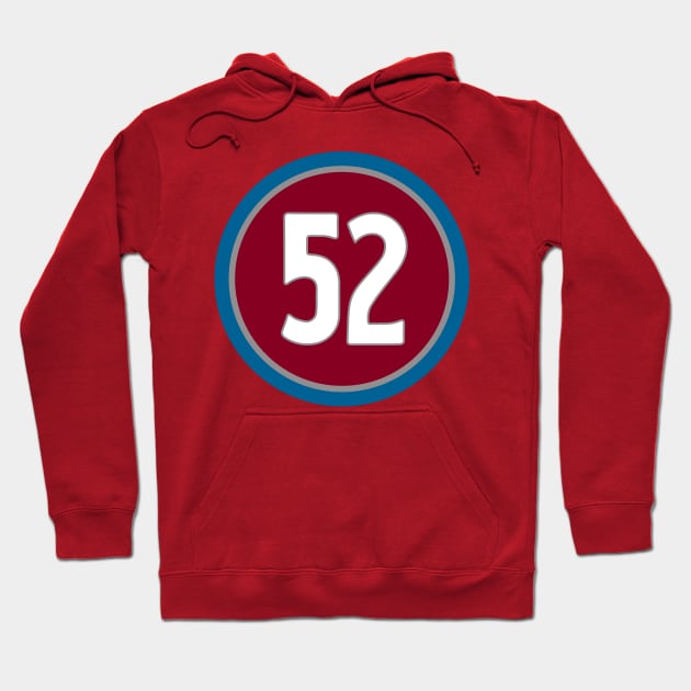 Adam Foote Number 52 Jersey Colorado Avalanche Inspired Hoodie by naesha stores